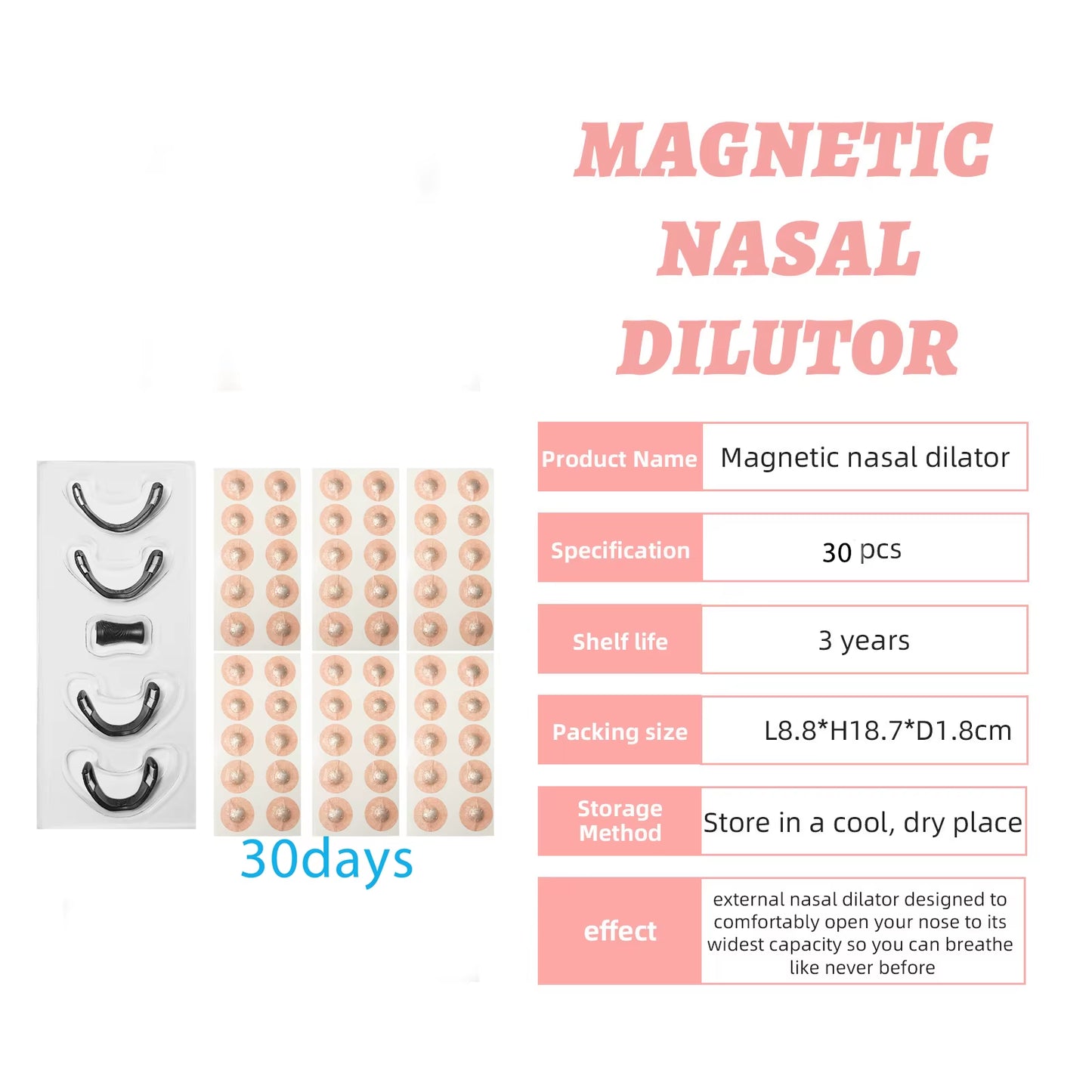 30-Day Snoring Relief Kit: Magnetic Nasal Strips & Breathing Dilators for Better Sleep