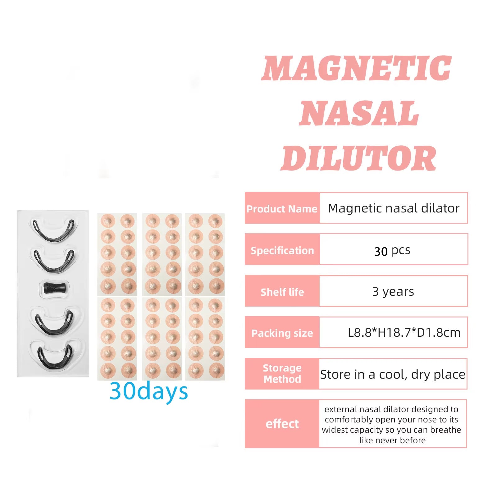 30-Day Snoring Relief Kit: Magnetic Nasal Strips & Breathing Dilators for Better Sleep